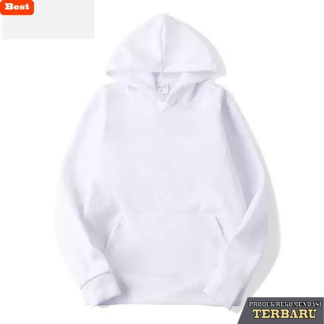 hoodie pria keren Jaket Polos Hoodie Pria Wanita Bahan Fleece Halus Dan Tebal - putih (jumper), M