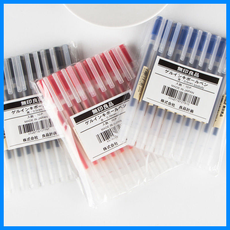 

10Pcs/Set kawaii MUJIs Gel Pen Black/Red/Blue 0.38mm 0.5mm Ink Japan Color Pen Office School Ballpoint Pen Stationery