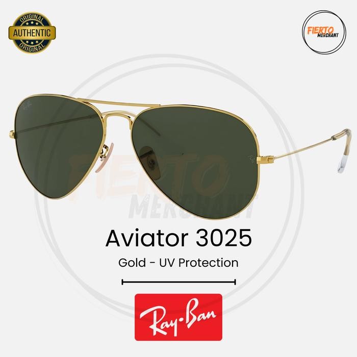 Kacamata Rayban Aviator 3025 Ori/Original Metal Sunglasses Anti UV Protection Size 58 Gold Black