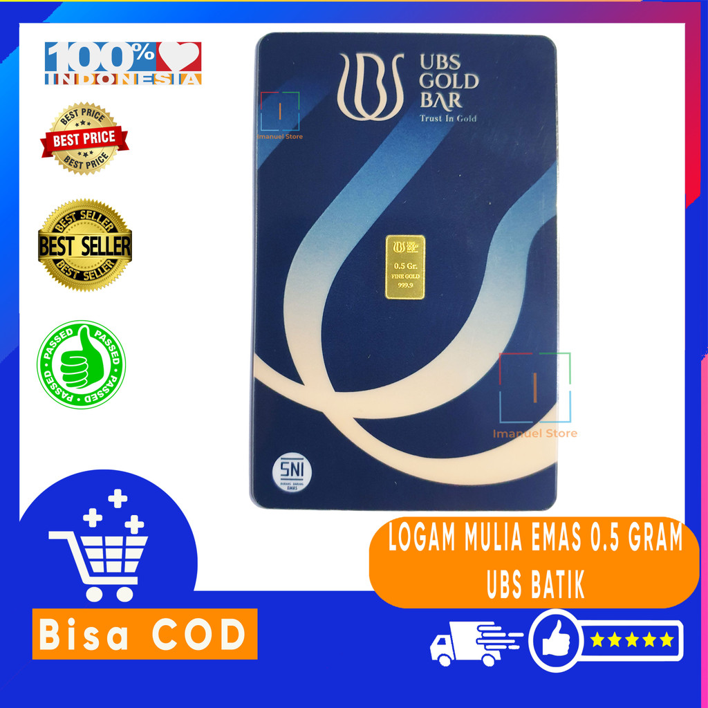 Emas Logam Mulia UBS 0.5 Gram Seri Batik LM Bersertifikat (0,5gr) Fine Gold 24 Karat