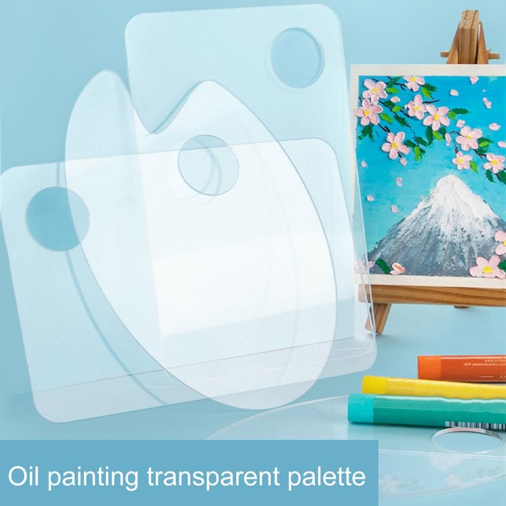 

Painting Palette Transparent Non-stick Clear Acrylic Oil Paint Pigment Mixing Tray with Thumb Hole Studio Accessories