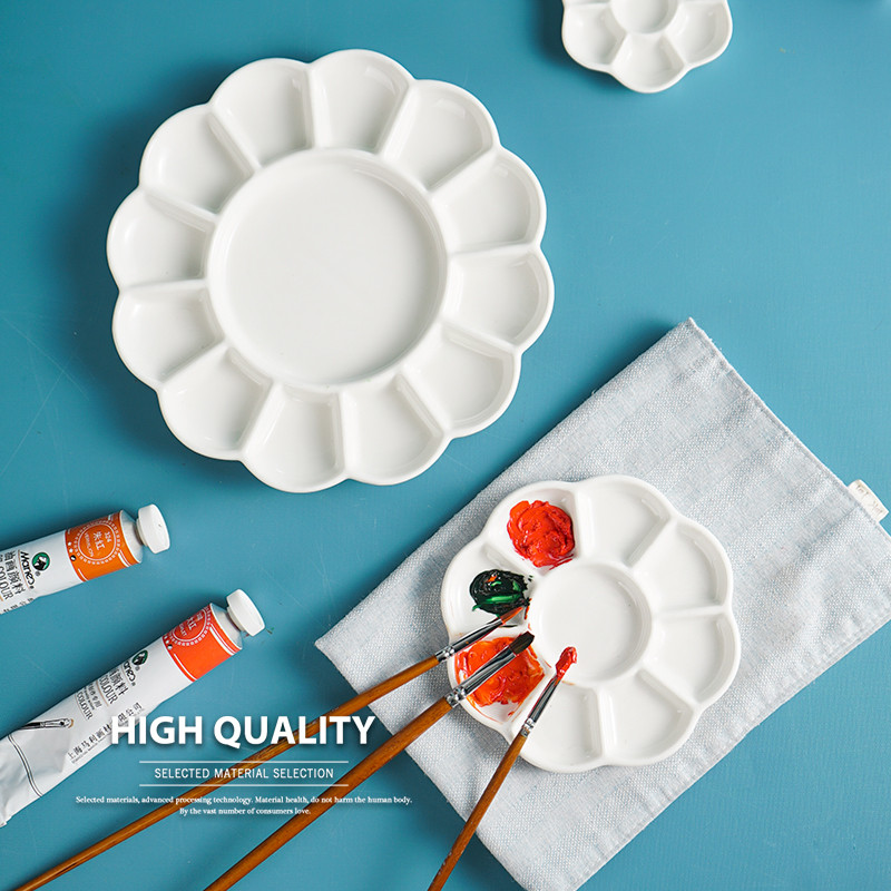 

DINGYI Professional Watercolor Ceramic Palette For Gouache Painting Plum Flower Paint Palette Acuarela Art Supplies