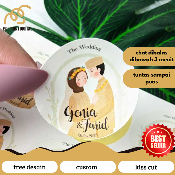 

PopPrints 5-8 Sticker Wedding Souvenir Stiker Custom Ucapan Nikah Label Undangan Free Desain