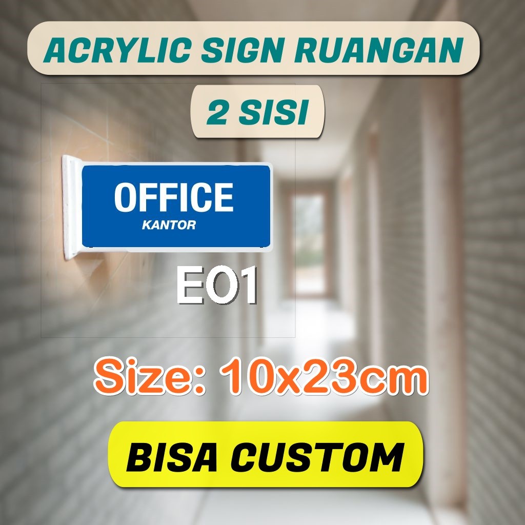 

Sign Board Papan Petunjuk Pintu Informasi Nama Ruangan Kantor 2 sisi 10x23cm SB2S VIH771 SBC