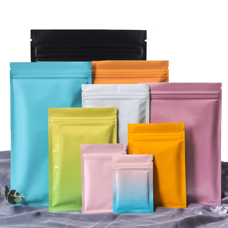 

Resealable Aluminum Foil Flat Glossy Matte Colors Hermetic Packaging Pouches Candy Jewelry Coffee Heat Sealing Zip Lock Bags