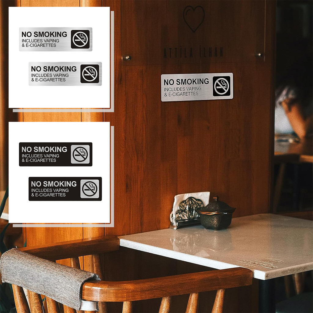 

NO Smoking Sign label Logam Sticker Tulisan Dilarang Merokok Signage no vaping Minimalis 3*9in