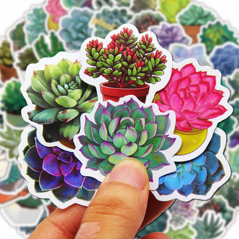 

100Pcs Succulent Cute Stickers Pack Aesthetic Stationery Supplies Lot Kawaii Office Teacher School Diary Decoration Korean Paper