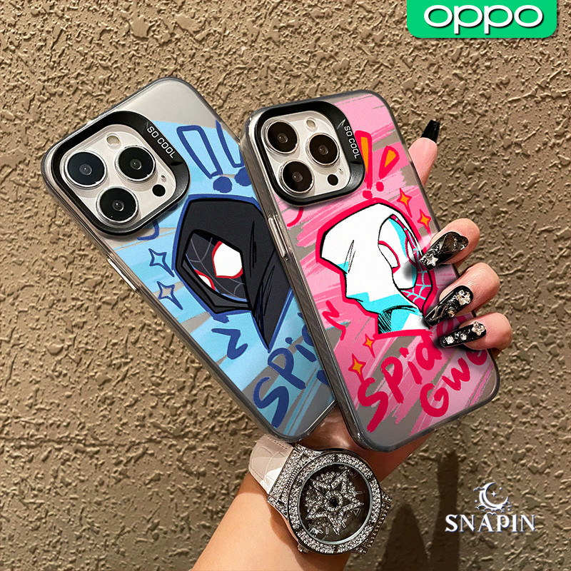 Tren SpiderMan Glossy Hologram Couple Case OPPO A18 A16 A3x A3s A15 A60 A5S A17 A54 A57 A53 A12 A31 
