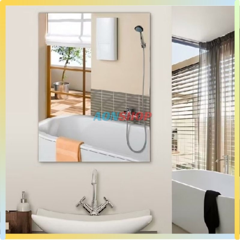 [AS] Sticker Cermin Tempel Kaca Dinding Persegi Panjang Acrylic