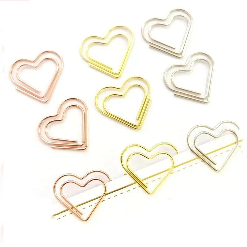 

50pcs/set Metal Paper Clips Hearts Mini Binder Clip Bookmark Book BindingNote Decor Stationery School Office Binding Supplies ne