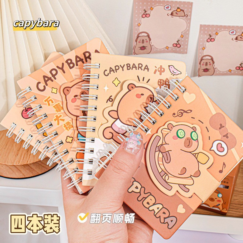 

4PCS Cartoon Labubu Capybara Coil Notebook Loose-Leaf Learn Stationery Diary Planner Coil Book School Stationery Supplies ﻿ ﻿