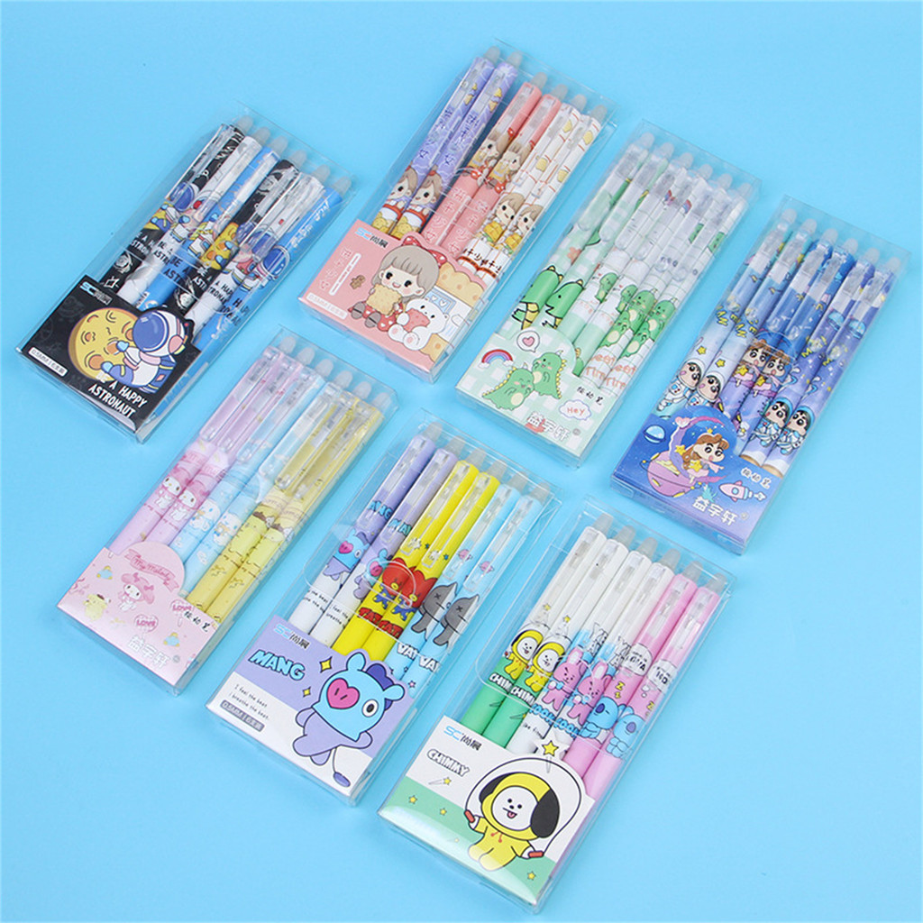 

6 Pcs High Capacity Erasable Gel Pen 0.5mm Friction Disappearance Black Blue Ink Ball Pen School Supplies Office Stationery