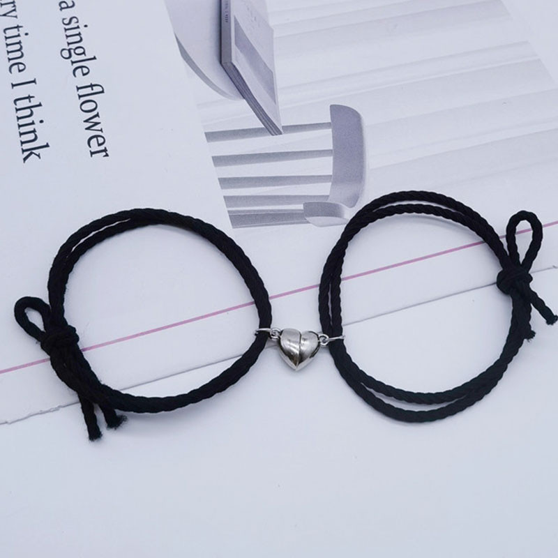 Ready stock ️2 Pcs Gelang Couple Magnet pasangan sahabat Fashion Simple Gelang Tali Karet Magnet Des