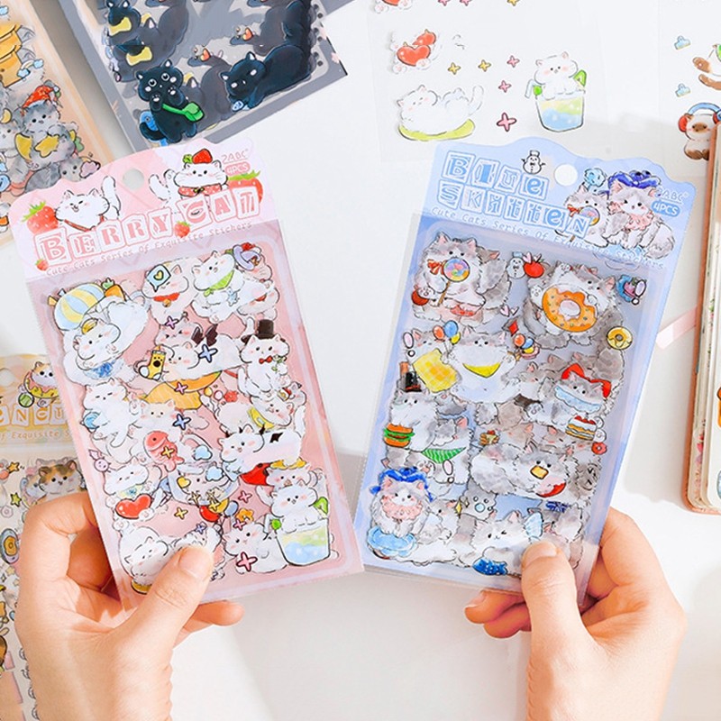 

Cute Cat Stickers Kawaii Decals Scrapbooking Notebook Luggage Laptop Sticker Aesthetic Decor Art Supplies Stationery Decals