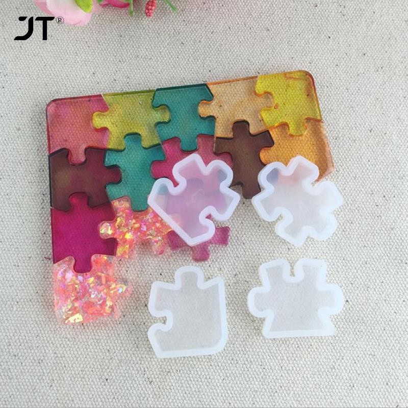 

4pcs/1pc/set Puzzle Piece Gemstone Crystal Epoxy Resin Mold DIY Jewelry Pendant Making Tools Epoxy Clear Silicone Mould