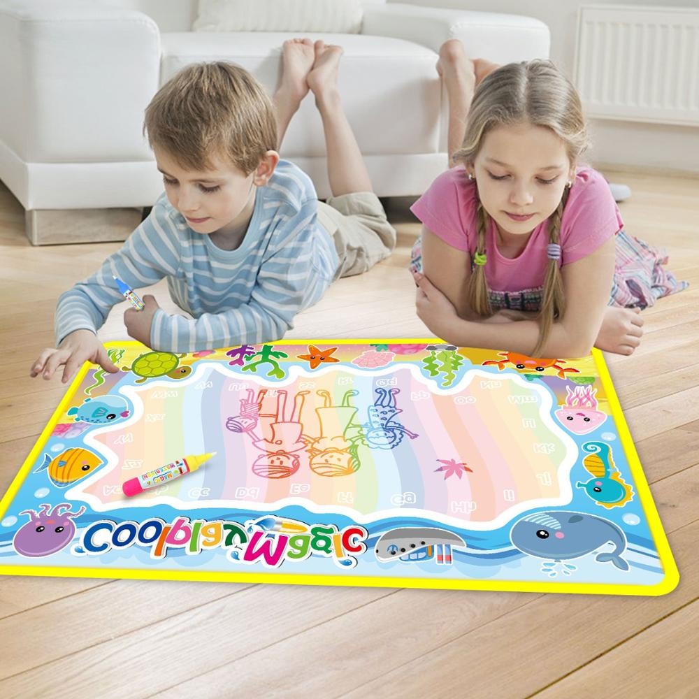 

8 Types Water Drawing Mat & 2 Pens Water Doodle Mat Writing Doodle Board Coloring Books Water Painting Rug Kids Educational Toys