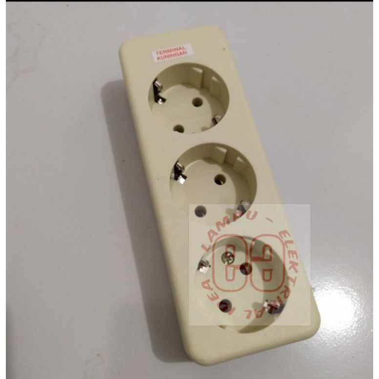 Stop Kontak Uticon Colokan 3 Lubang Plug In Terminal Kuningan