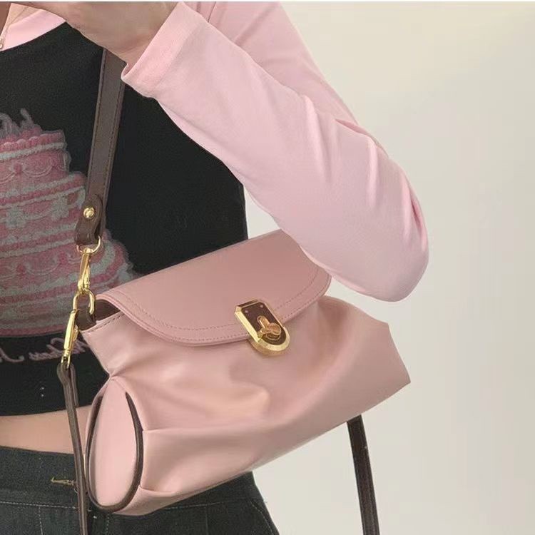 Tas Bahu & Selempang Silang Tas Wanita Korea Terbaru Fashion Tren Warna Kontras Lipat Tas Saku Ketek