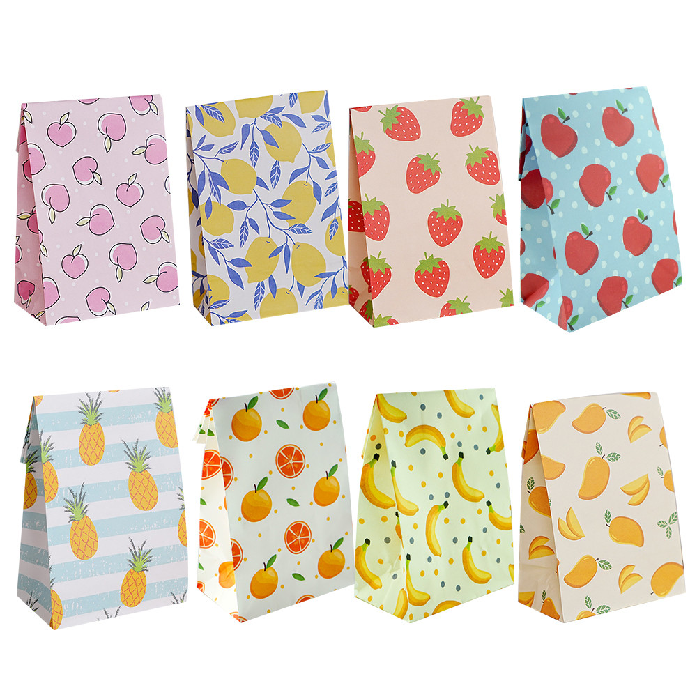 

10PCS Summer Fruits Candy Gift Bags Pineapple Strawberry Packaging Gifts Bag for Kids Summer Birthday Party Gifts Candy Supply