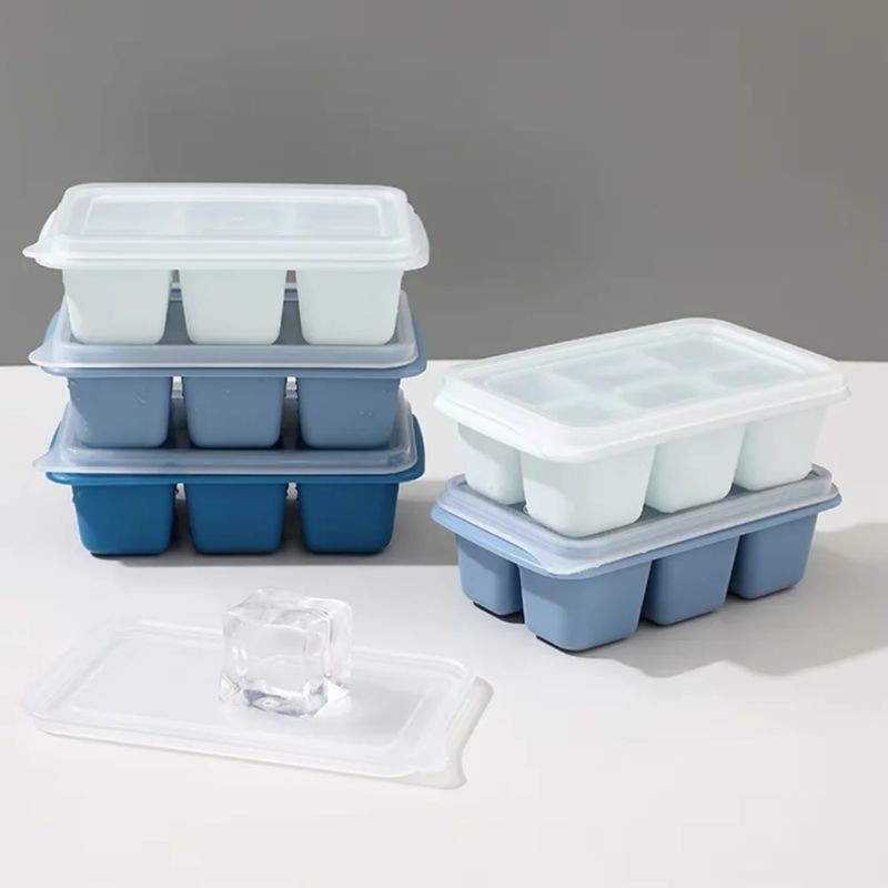 Cetakan Es Batu Kotak Plastik Dengan Tutup Cetakan Es Batu Puding Serbaguna Cetakan Es Batu Kotak 6