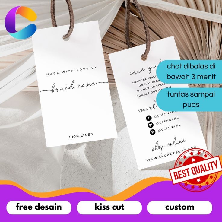 

Cetak INC 4 2-7 Hang Tag Custom Label Baju Hangtag Hijab Jilbab Pakaian Thrift Per A3 Free Desain