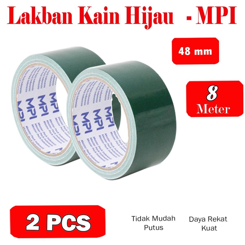 

[ 2 PCS ] Lakban Kain Hijau Uk 45 mm x 8 Meter / Colth Tape - MPI