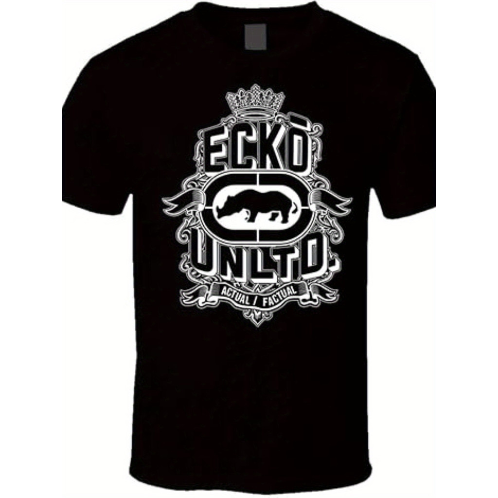 Kaos Pria Ecko Unltd Rhino Katun Hitam Lengan Pendek Kaos Oblong Pria Keren Nyaman Dipakai Sehari-ha