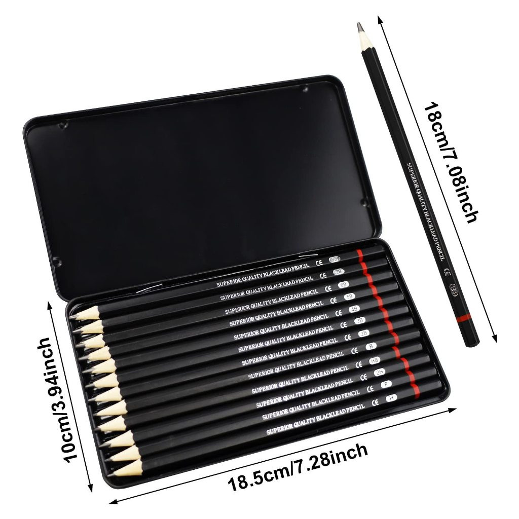 

Ay00! MM 12 pcs Pensil Gambar Sketsa Set Lengkap 2H H F B HB 2B 3B 4B 5B 6B 7B 8B Charcoal Pencils