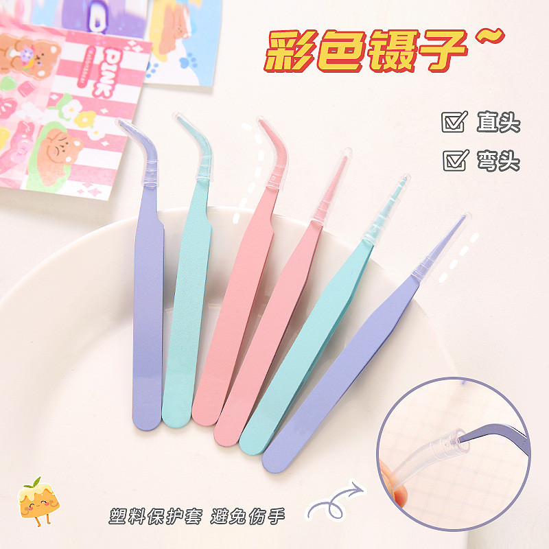 

2Pcs Macaron Tweezers Sticker Scrapbooking DIY Art Decor Journal Collage Tool Tape Picking Album School Supplies Korean