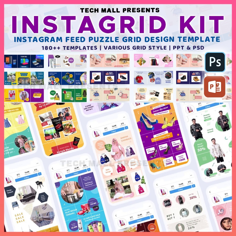 BRIKFID-PRO Instagram Feed Puzzle Grid Design Template | PowerPoint | Photoshop