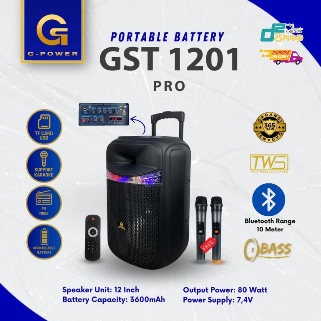 G-POWER PORTABLE BATTERY SPEAKER GST-1201 PRO