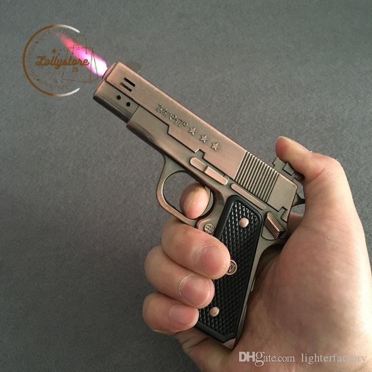 Korek Api Gas Model Pistol Rose Gold Baretta Revolver Gas Unik