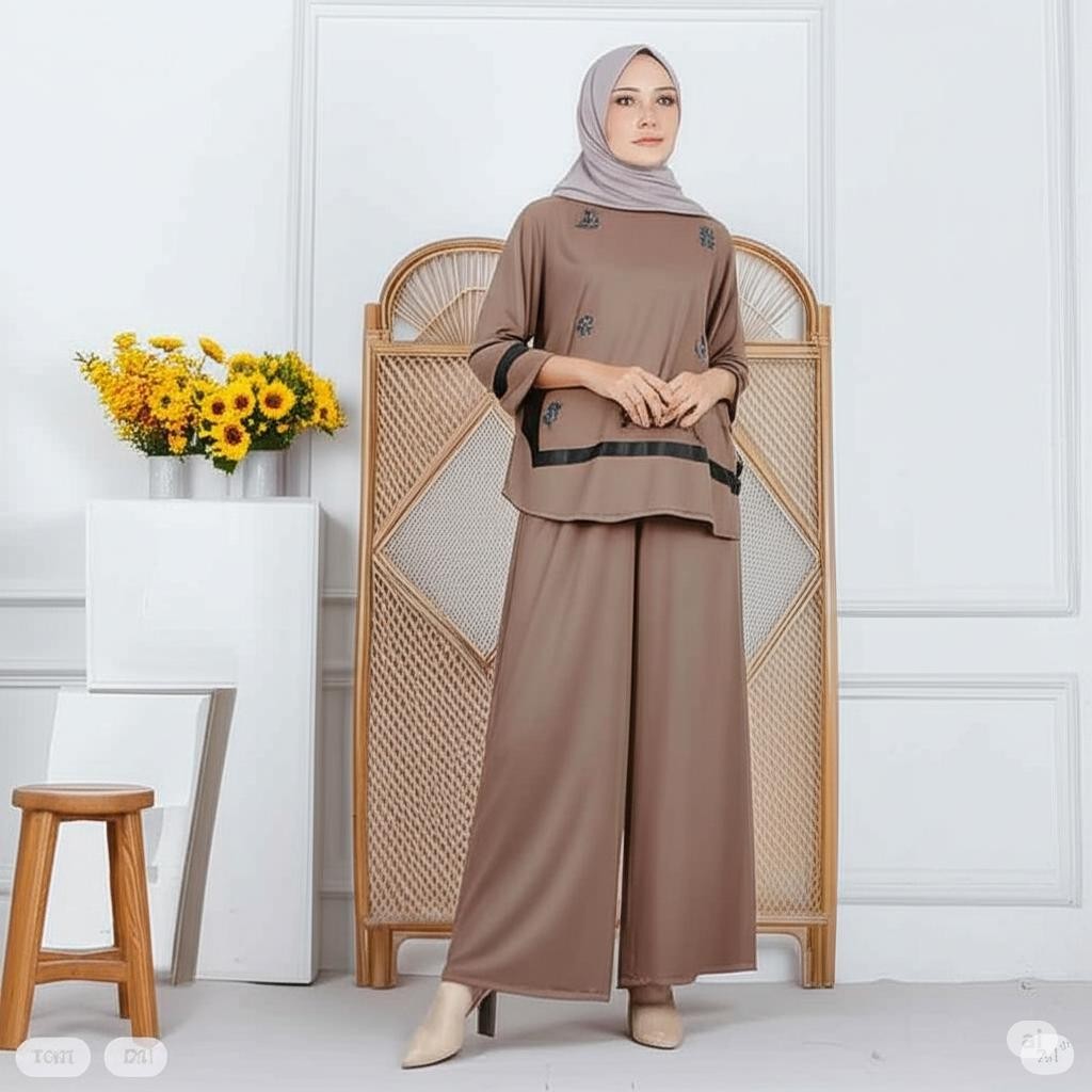 NAJWA - Setelan Wanita FUJI Set Casual Santai Celana Dewasa Baju Panjang