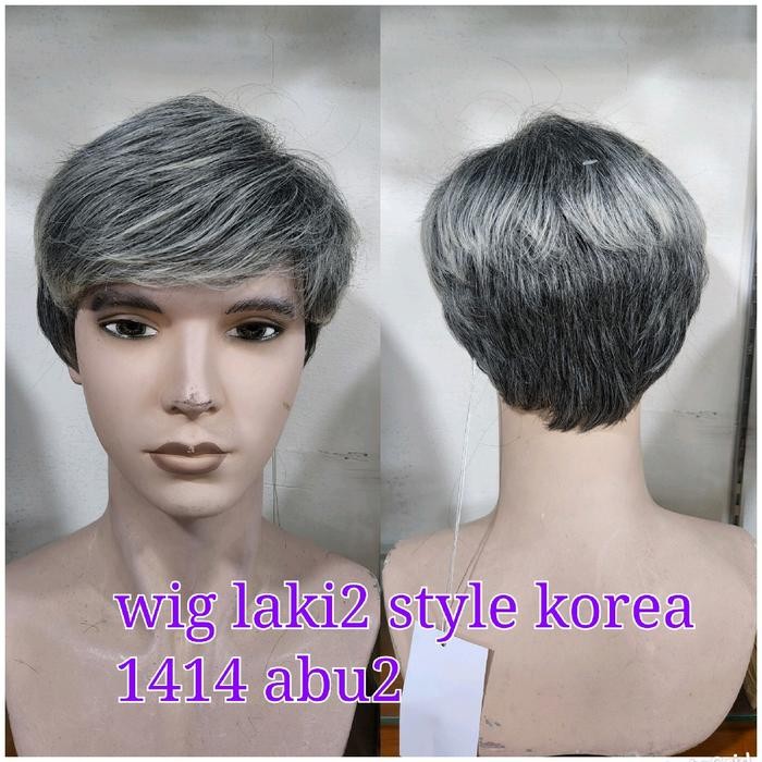 wig laki2 rambut palsu pendek style korea premium quality 1414 abu2