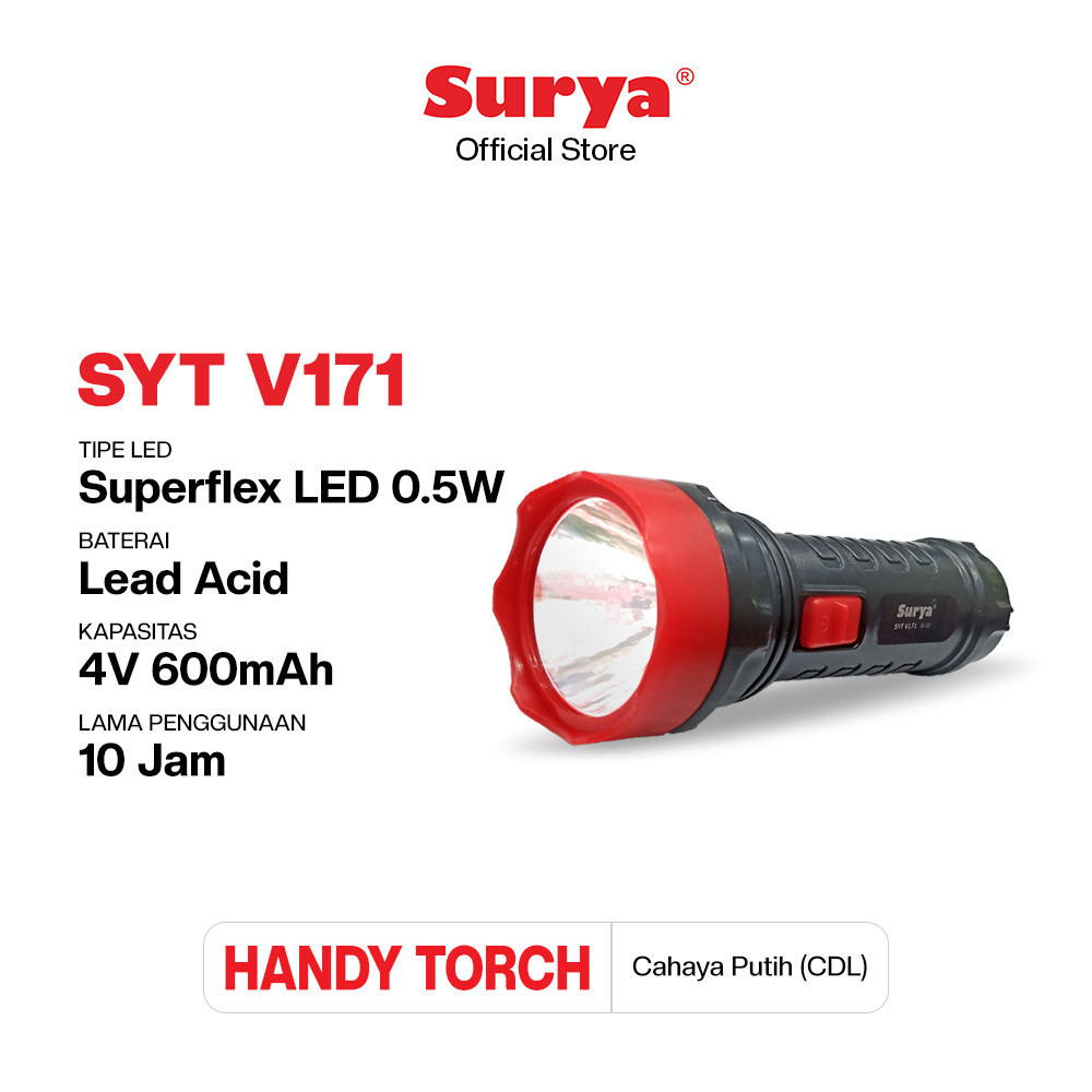 Surya Lampu Senter LED SYT V171 Rechargeable Lampu Senter Surya LED