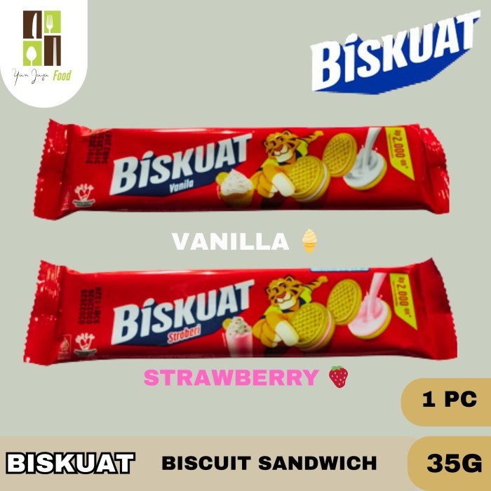 

Biskuat Lup 35g - 1 PCS Biscuit / Sandwich / Biskuit / Snack / Cemilan / Dengan Krim Vanila / Krim Strawberry