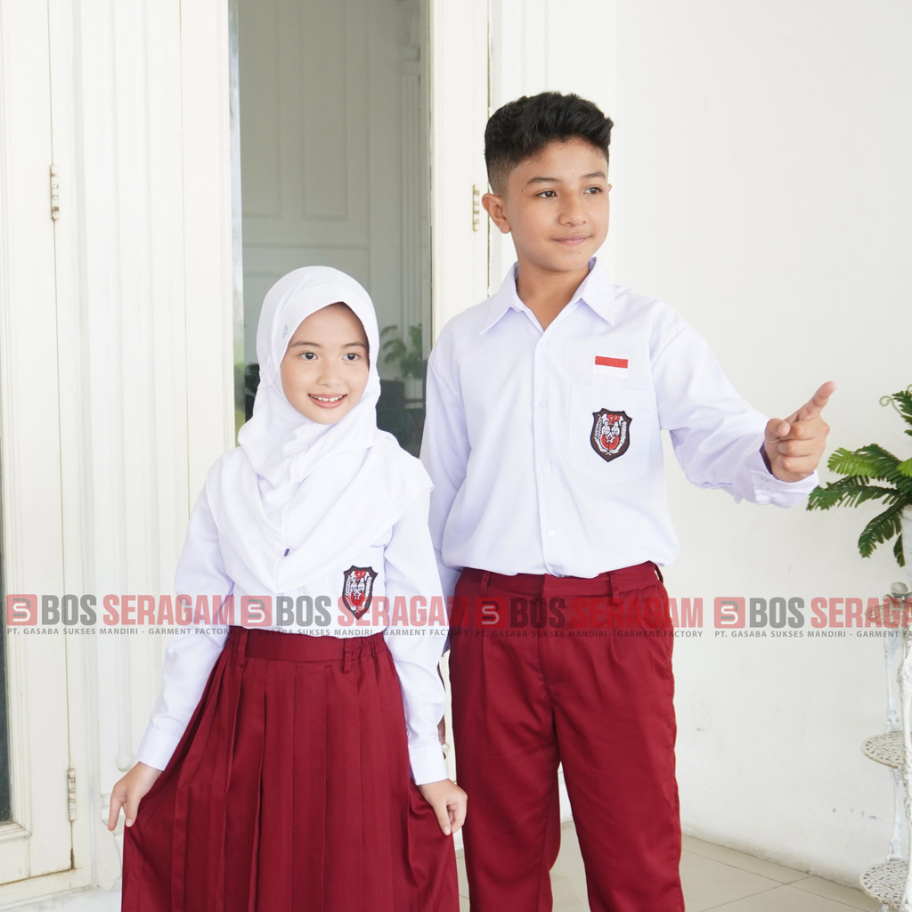 

BOS SERAGAM Kemeja Putih SD Panjang Seragam Sekolah SD Lengan Tangan Panjang Perempuan Laki Laki