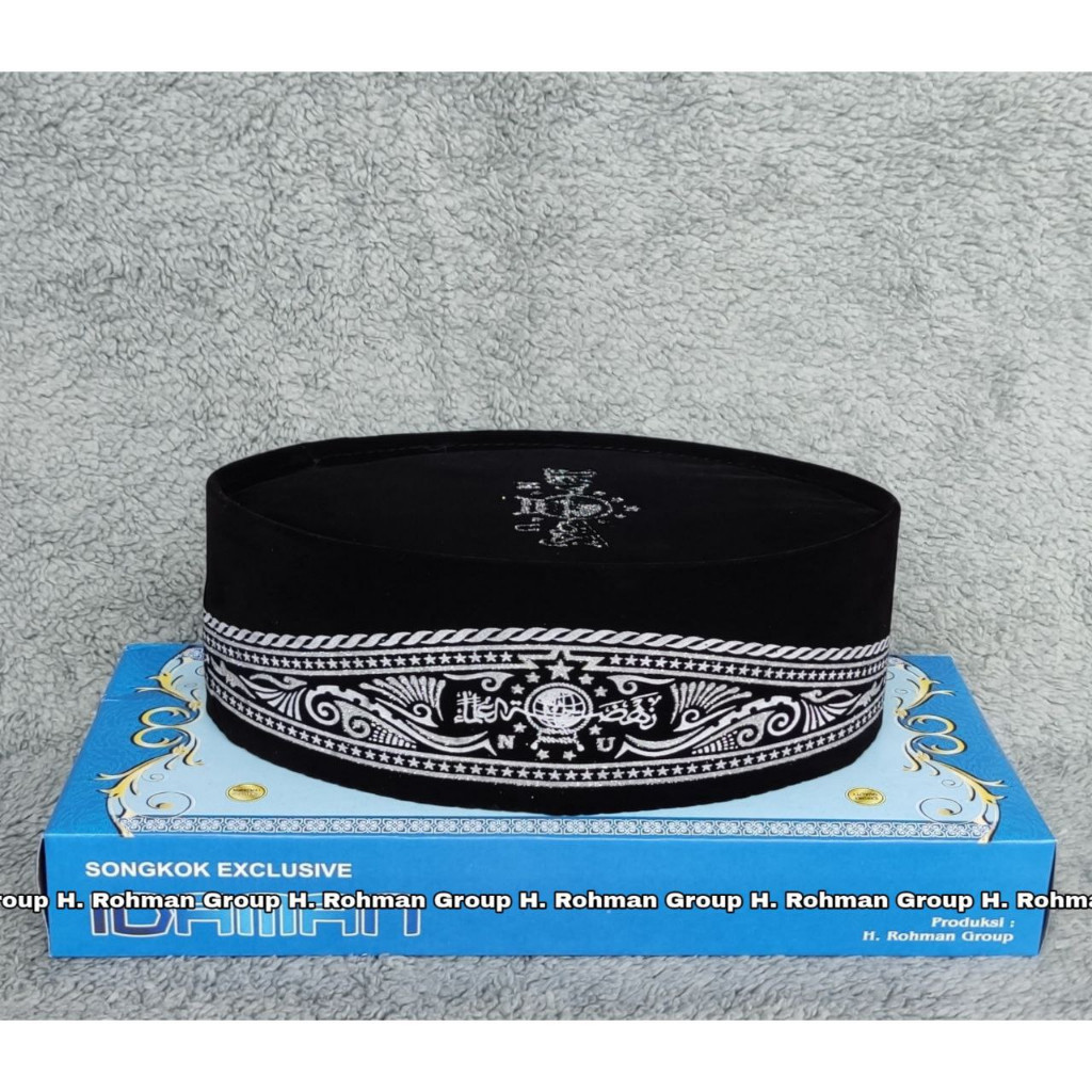 Exclusive Peci Songkok Kopiah Motif Batik Logo NU Ukuran Anak dan Dewasa Kopeah Hitam Nasional By So
