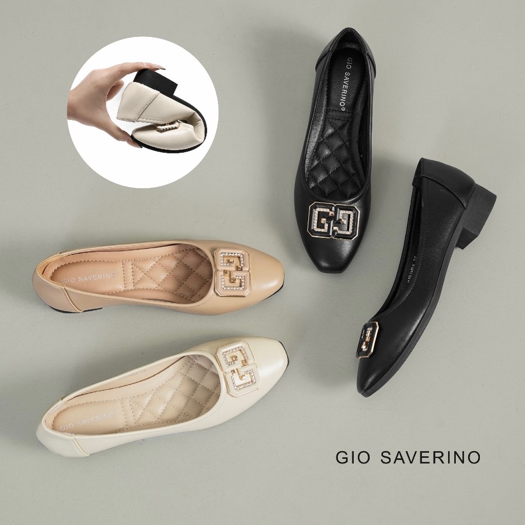 Gio Saverino Sepatu Kerja Wanita Hitam Moranda Hak 3cm