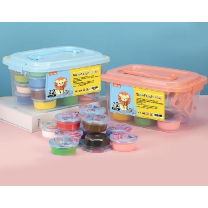 GROSIRJUJUR Kotak Hadiah Mainan Clay Isi 12 Pcs Clay Warna Warni Mainan Edukasi Anak Hadiah Anak