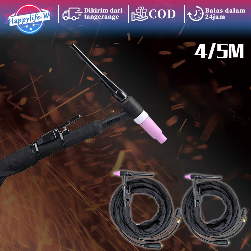 Tig Welding Torch Qq150 Tang Las Argon Set Panjang Kabel 4m - 5m Pemisahan Gas-Listrik
