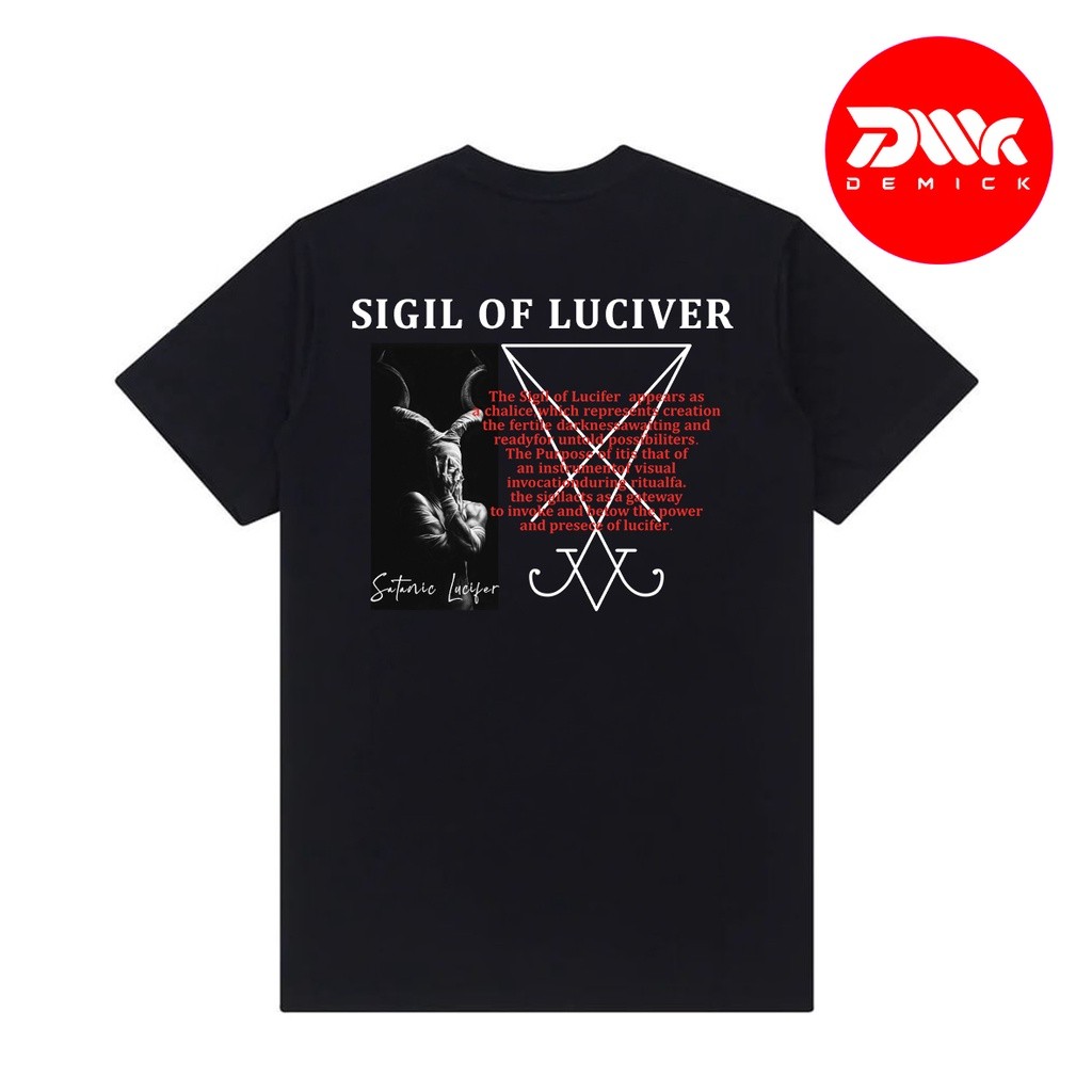 Kaos Satanic Lucifer Sigil Of Lucifer Black Kaos Setan Baju Satanic Black Tees