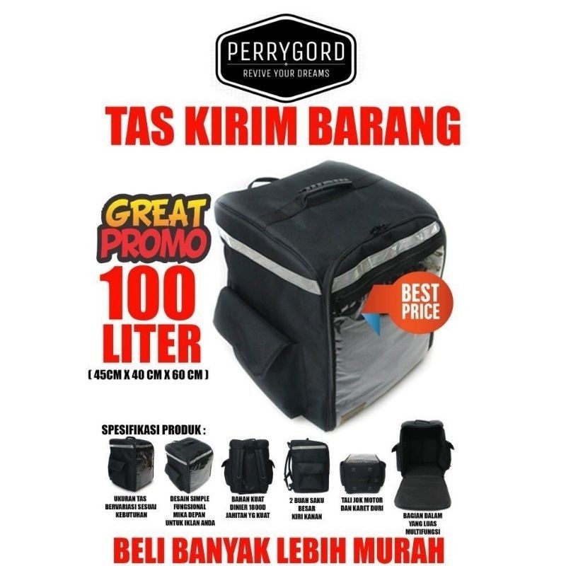 TPK TAS KURIR PUNGGUNG 80L (COD) EXTRA JUMBO SERI PREMIUM. TAS DELIVERY 100L ANTI AIR. TAS GRABFOOD.