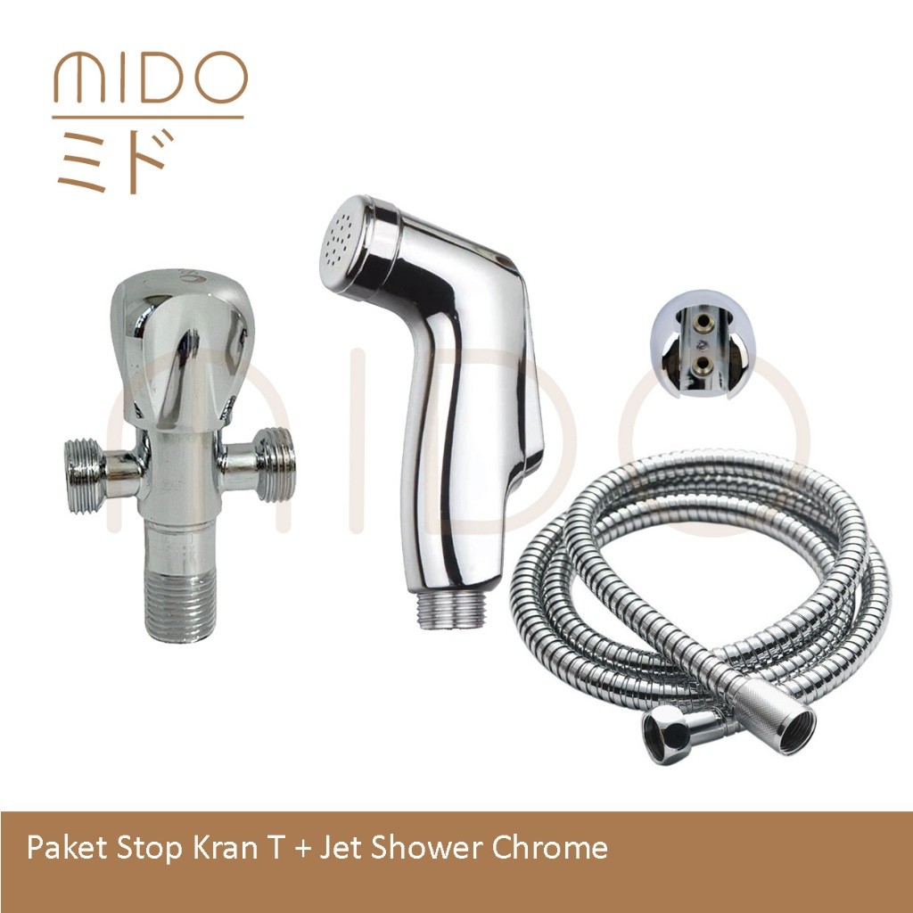 Paket Kran shower cabang 2 + Toilet Jet Shower Bidet Kloset Putih