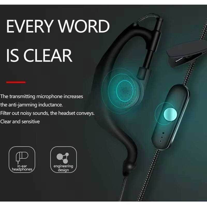 Headset Mic Walkie Talkie PTT Single Earpiece 2 Pin Baofeng