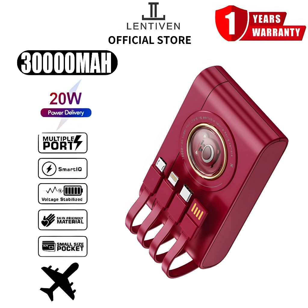 LENTIVEN POWERBANK 30000MAH Quick Charge FAST CHARGING MINI TYPE C