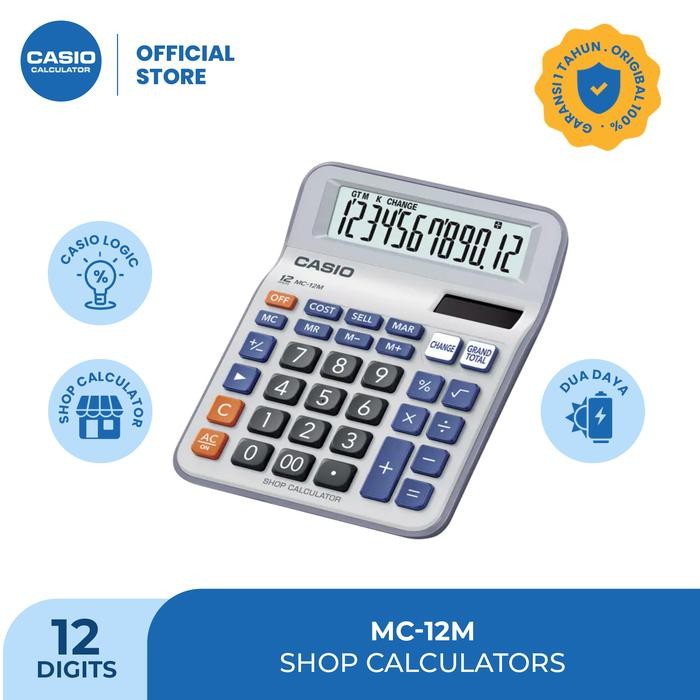 

CASIO MC-12M - Kalkulator Toko/Dagang - Fungsi Kembalian - 12 digit Plastik Keys