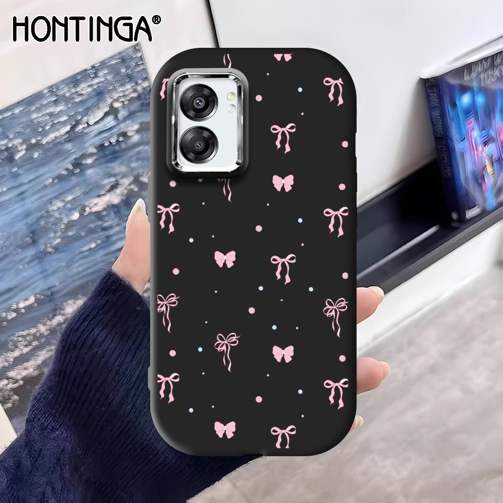 Hontinga Casing Hp Untuk  OPPO A77 A77S A57 2022 5G Silikon Sofcase Cassing Softcase Pink Bow 4341 S