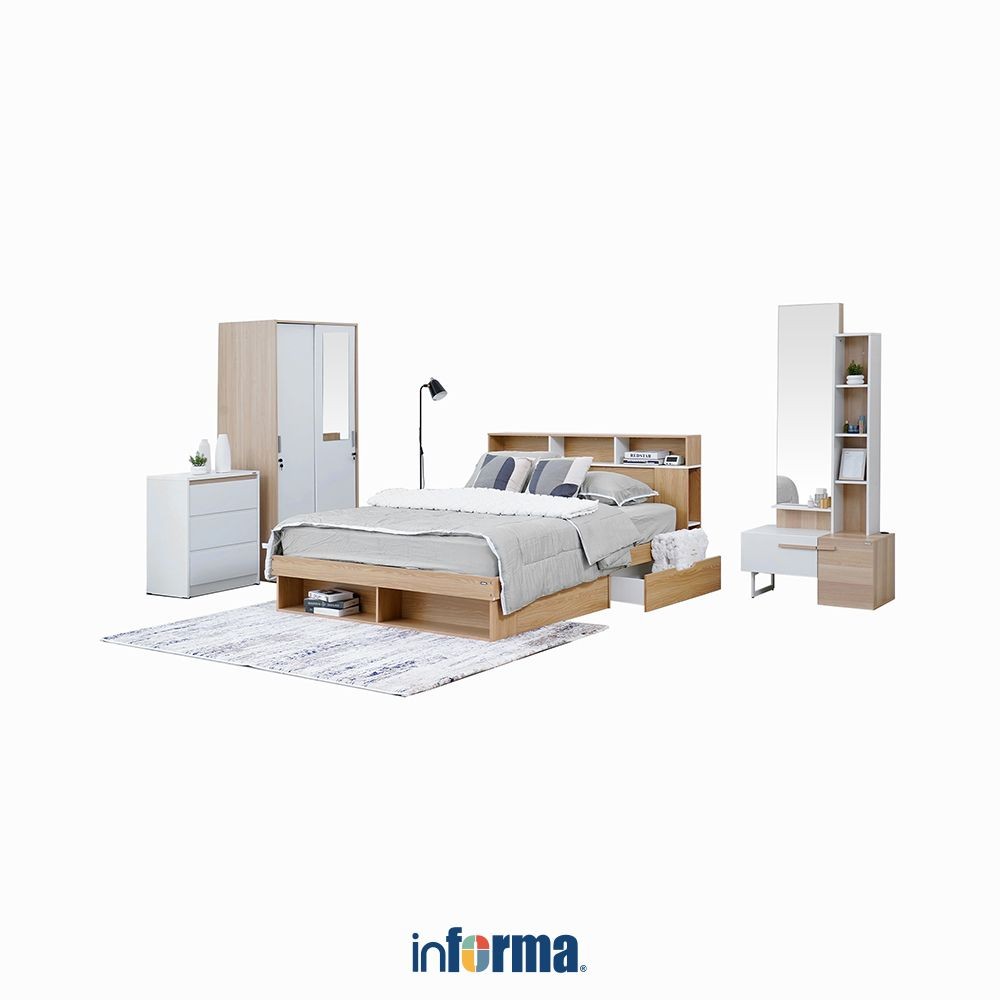 Informa Giorana Set Kamar Tidur Maple - Putih/Cokelat Oak Set Bedroom Furniture Kamar Tidur Set Temp