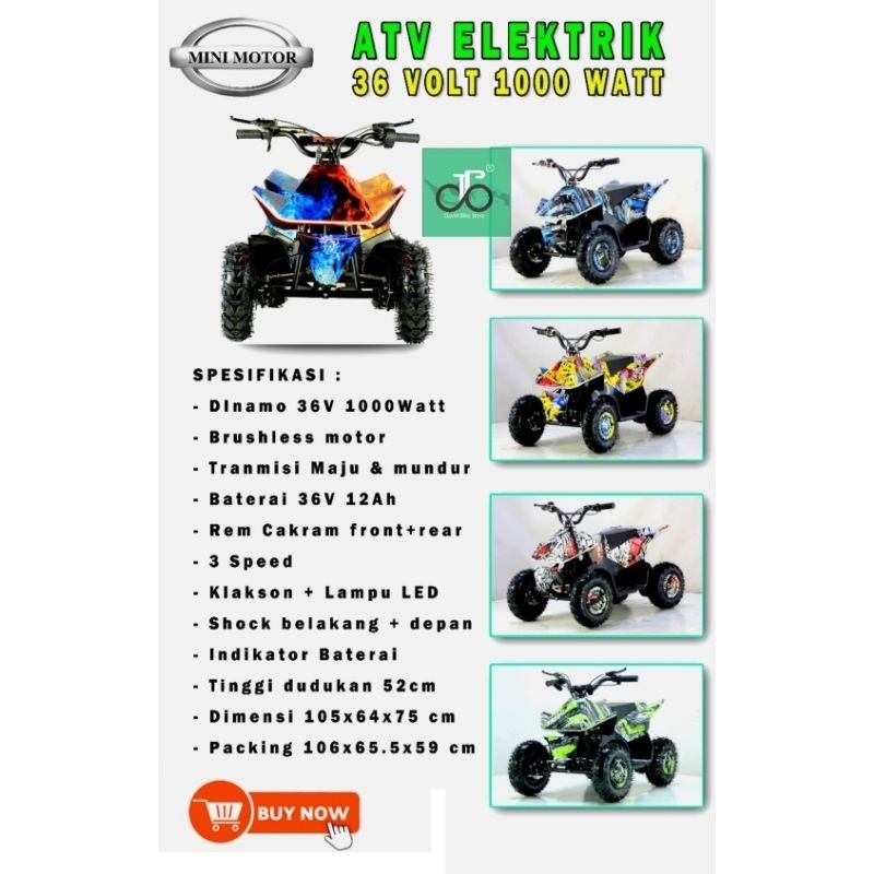 ATV Listrik 36volt 1000watt MiniMotor Gorent TERBARU E-ATV Listrik mini motor